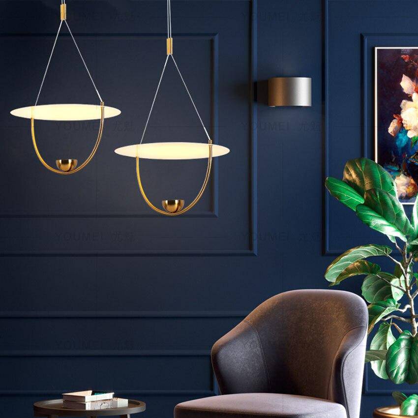 Suspension design LED dorée style Fly - vue 3 sur 6