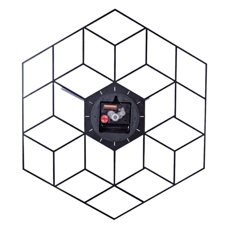 Horloge murale hexagonale en métal 40cm Cube