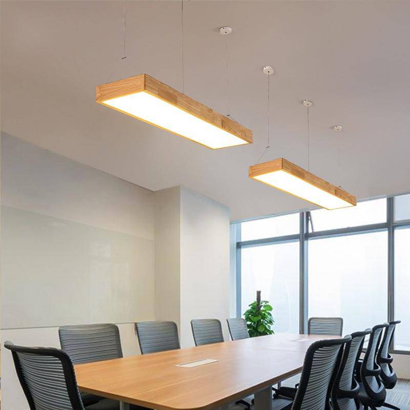 Modern LED chandelier with thick-edged rectangle in Fly wood
