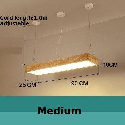 Moderna araña de LEDs con rectángulo de bordes gruesos en madera de Fly