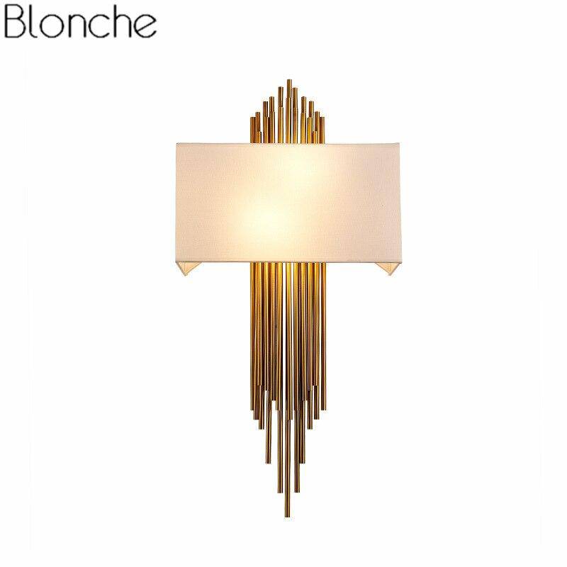wall lamp gold LED wall design with lampshade white Luxury
