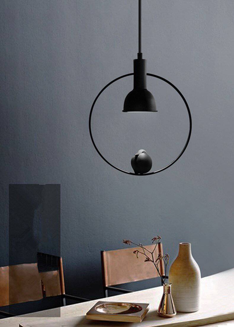 pendant light industrial with bird perched Bird