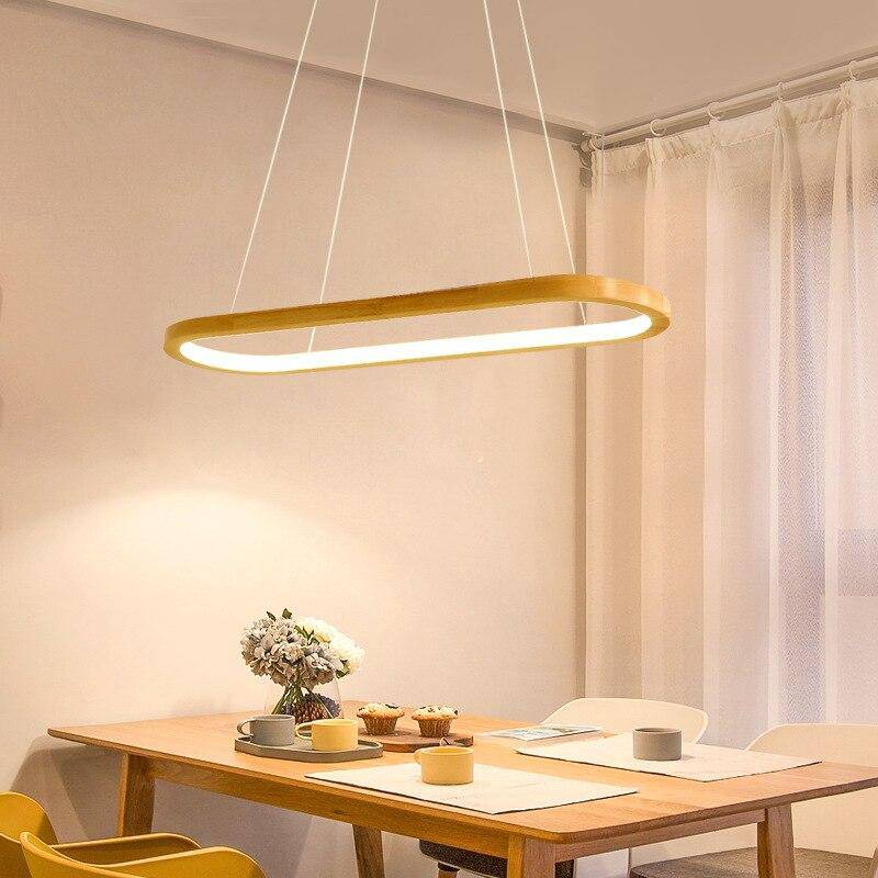 Lustre design à LED avec anneau en bois Light