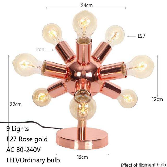 Lampe à poser design à LED rose gold avec plusieurs ampoules Creative - vue 7 sur 7