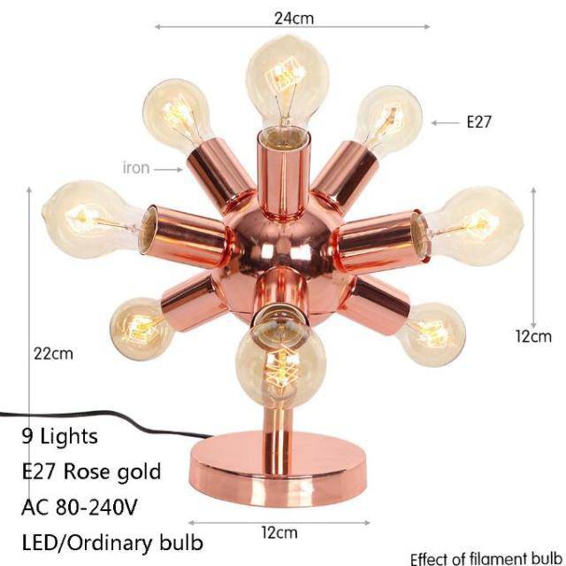 Lampe à poser design à LED rose gold avec plusieurs ampoules Creative