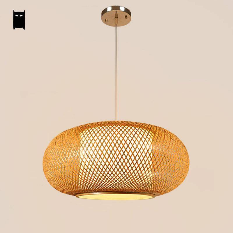 Suspension en bambou rond ovale style japonais Woven - vue 3 sur 6