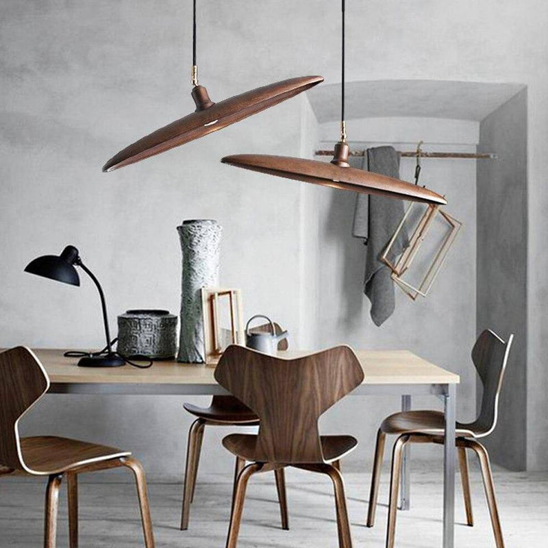 pendant light LED design with Nordic style wooden shades