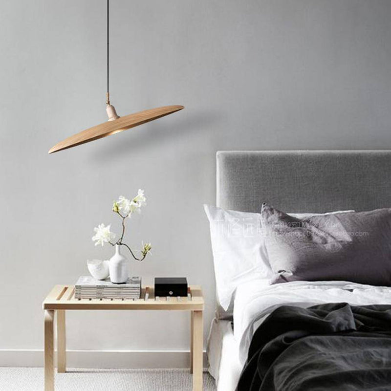 pendant light LED design with Nordic style wooden shades