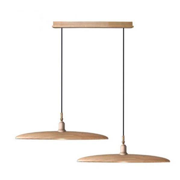 Suspension design à LED avec abat-jours en bois style Nordic