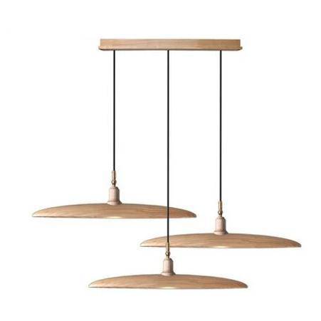 Lámpara de suspensión design LED con pantallas de madera de estilo nórdico