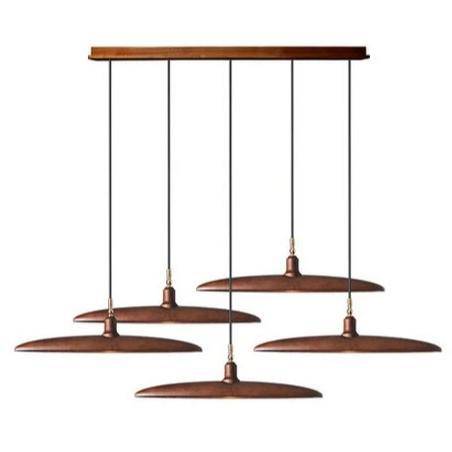 pendant light LED design with Nordic style wooden shades