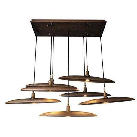 Suspension design à LED avec abat-jours en bois style Nordic - vue 6 sur 20