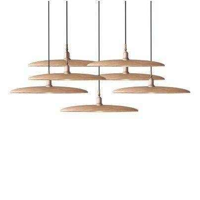 pendant light LED design with Nordic style wooden shades