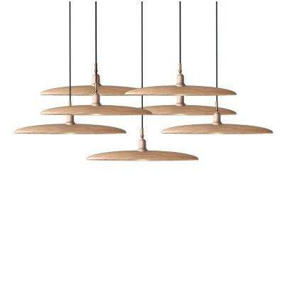 Suspension design à LED avec abat-jours en bois style Nordic