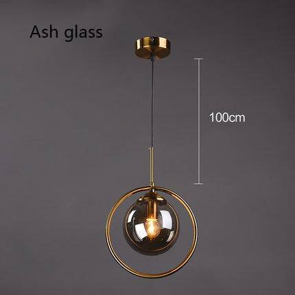 pendant light golden LED ball design smoked glass