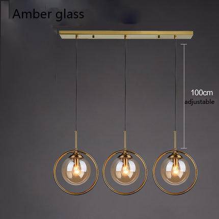 pendant light golden LED ball design smoked glass