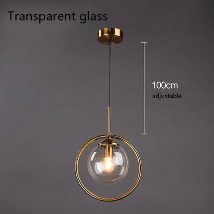 pendant light golden LED ball design smoked glass