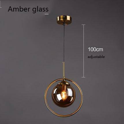 pendant light golden LED ball design smoked glass