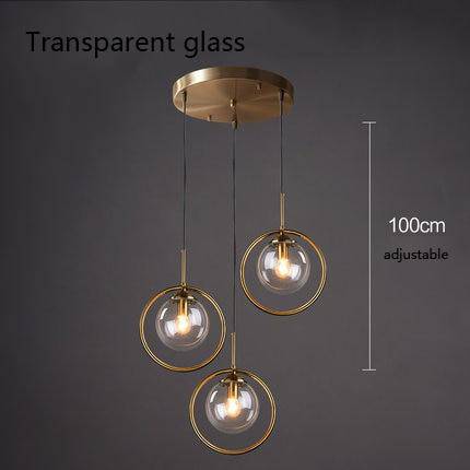 pendant light golden LED ball design smoked glass