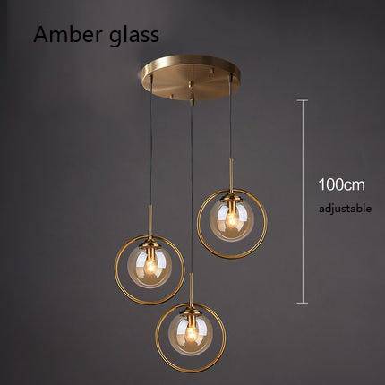 pendant light golden LED ball design smoked glass