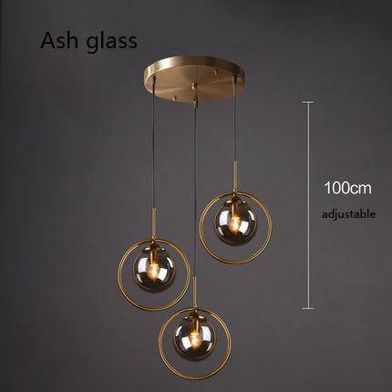 pendant light golden LED ball design smoked glass