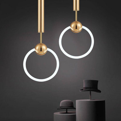 Suspension design ronde à LED et support dorée Jaxlong - vue 6 sur 10