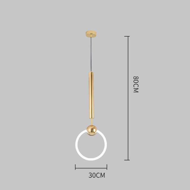 Suspension design ronde à LED et support dorée Jaxlong