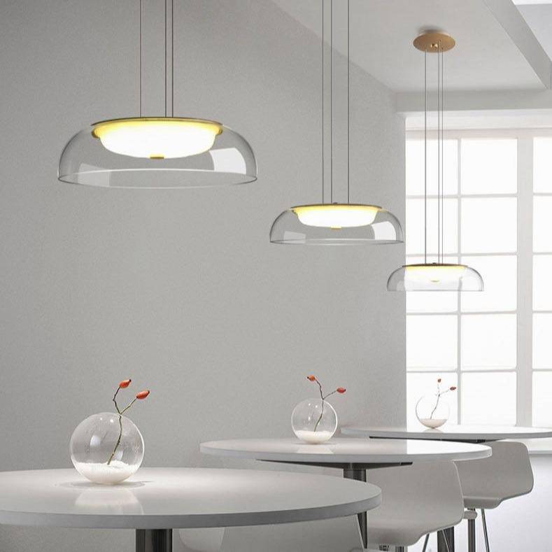 Suspension LED en verre de plusieurs formes arrondies design