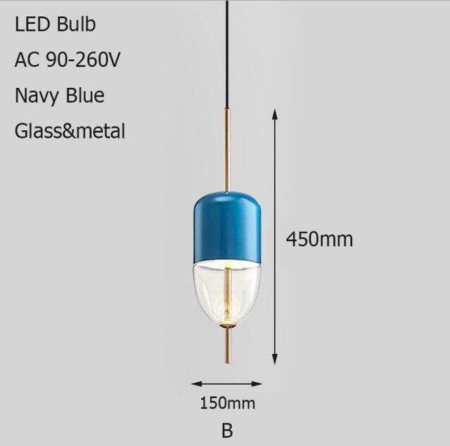 Lámpara de suspensión design vidrio azul moderno en forma de gota