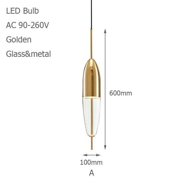 Suspension design moderne en verre en forme de goutte bleue