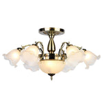 Lustre à LED avec abat-jour en fleurs