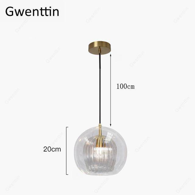 Suspension LED boule en verre avec tige dorée Modern