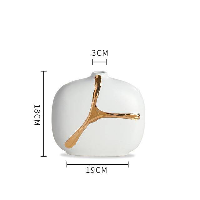 Vase design blanc au style abstrait doré Xuan