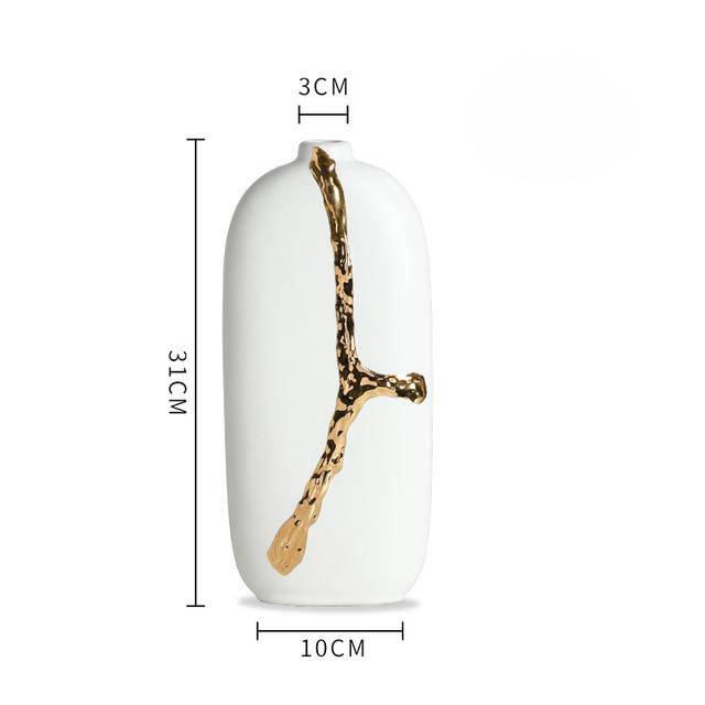 Vase design blanc au style abstrait doré Xuan