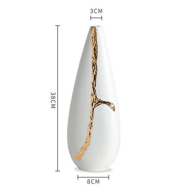 Vase design blanc au style abstrait doré Xuan