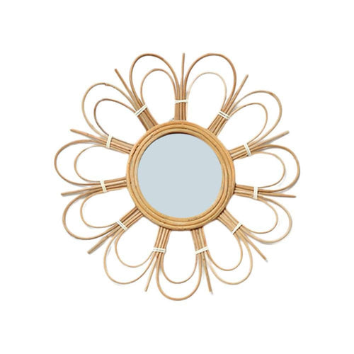 Miroir mural en rotin style soleil 40cm