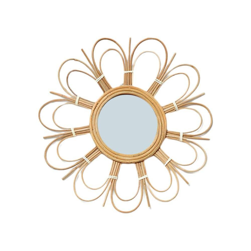 Miroir mural en rotin style soleil 40cm