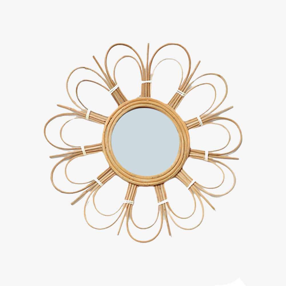 Miroir mural en rotin style soleil 40cm