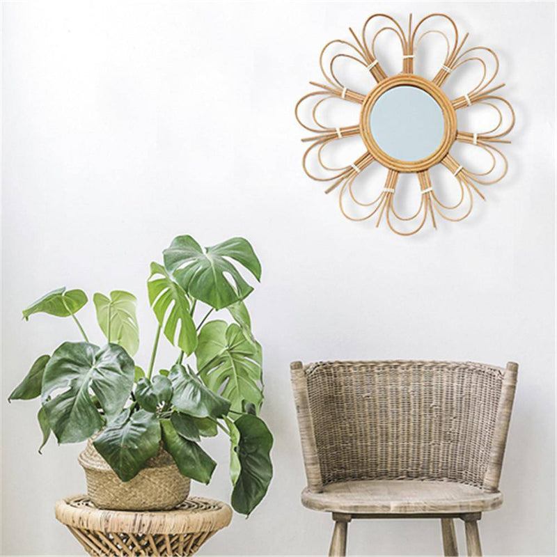 Rattan wall mirror, sunburst style 40cm