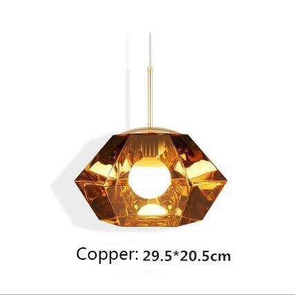 Suspension design à LED forme de diamants en verre coloré