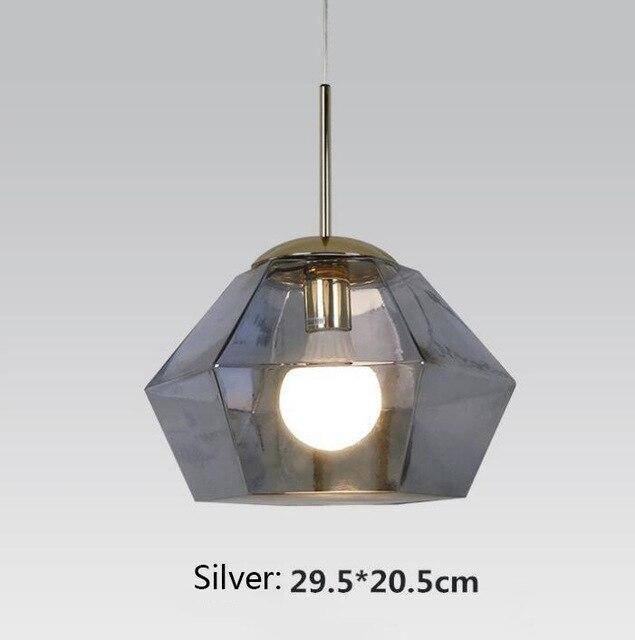 pendant light LED design diamond shape colored glass