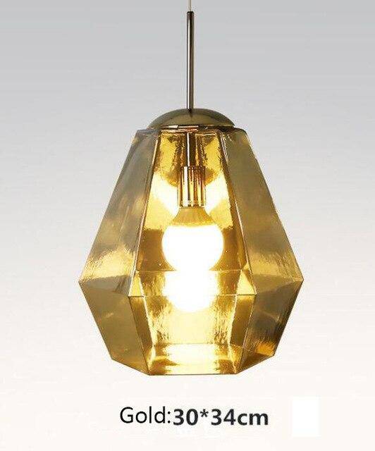 pendant light LED design diamond shape colored glass