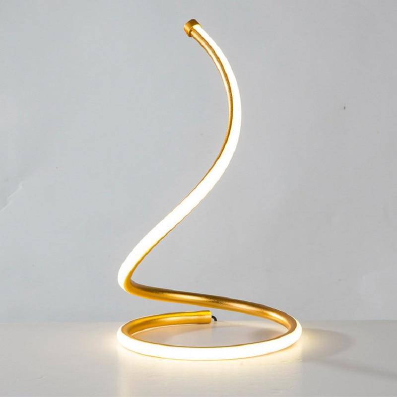 Lampe à poser design LED en spirale blanche ou dorée Minimaliste