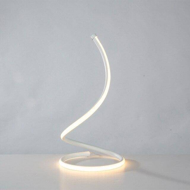 Lampe à poser design LED en spirale blanche ou dorée Minimaliste