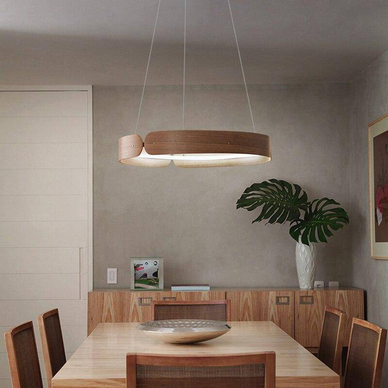 Nordic round wooden LED design chandelier