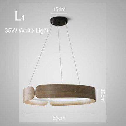 Araña design LED redonda de madera nórdica