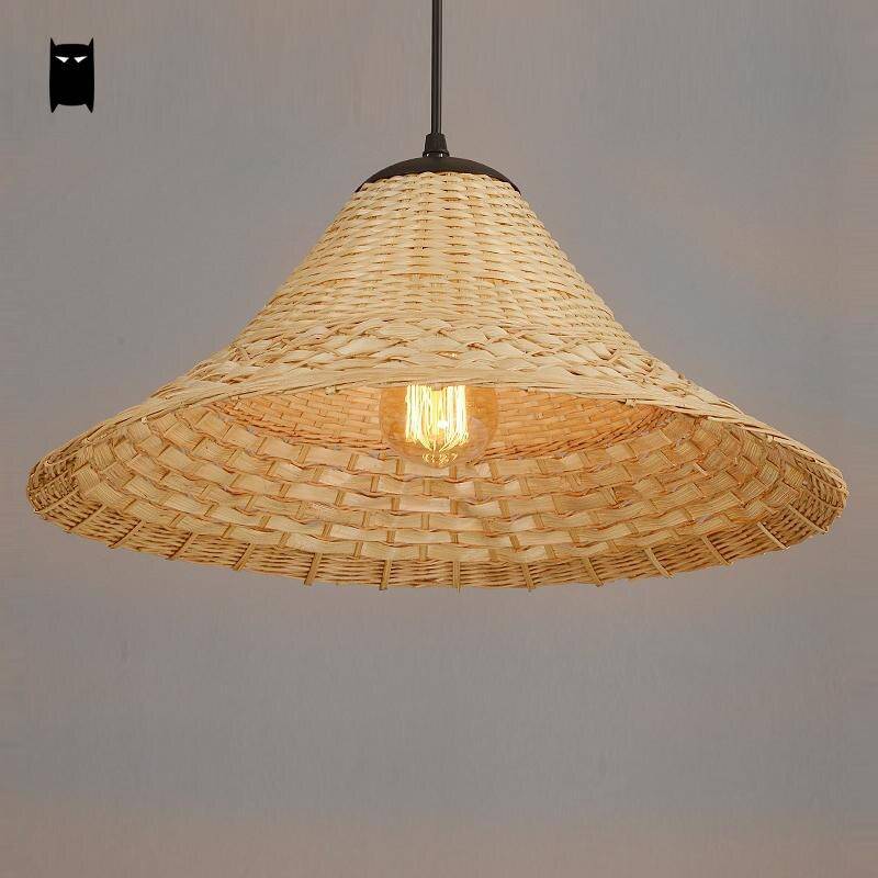 pendant light rustic LED with lampshade rattan