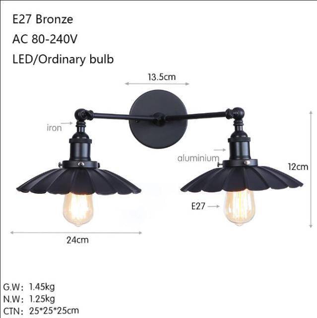 Applique murale design à LED avec double lampes en métal rétro Light