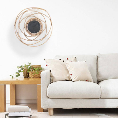 Miroir murale rond décoratif en rotin 40cm - vue 4 sur 4