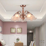 Lustre à LED avec abat-jour en fleurs